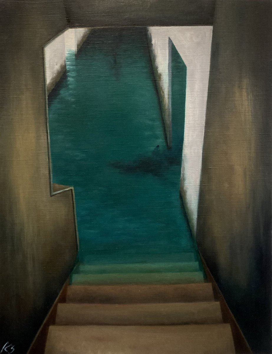 階段」 F6(410×318mm) 油彩画 2025 KOKI #oilpainting #油絵 #shark #サメ
