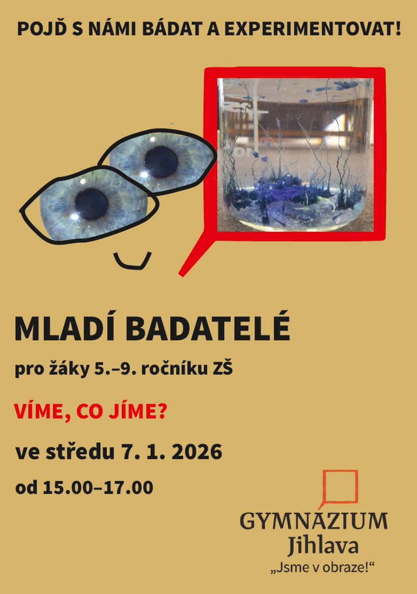 GymJih's tweet photo. Mladí badatelé v lednu: Po Vánocích v lednu 2026 se z Tebe stane badatel chemik. Společně  zjistíme, jaké je složení mouky, co je v semenech slunečnice, co  obsahuje minerální voda, co kečup nebo citron.
https://t.co/OtHVzrIMNn https://t.co/lYVWUTkR8l