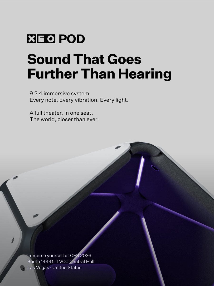 XEO_LAB_'s tweet photo. More than sound.
XEO Pod
Experience it at CES 2026
CES 2026 · Booth 14441
#XEO #XEOpod #ces2026 https://t.co/MtauZFPoMo