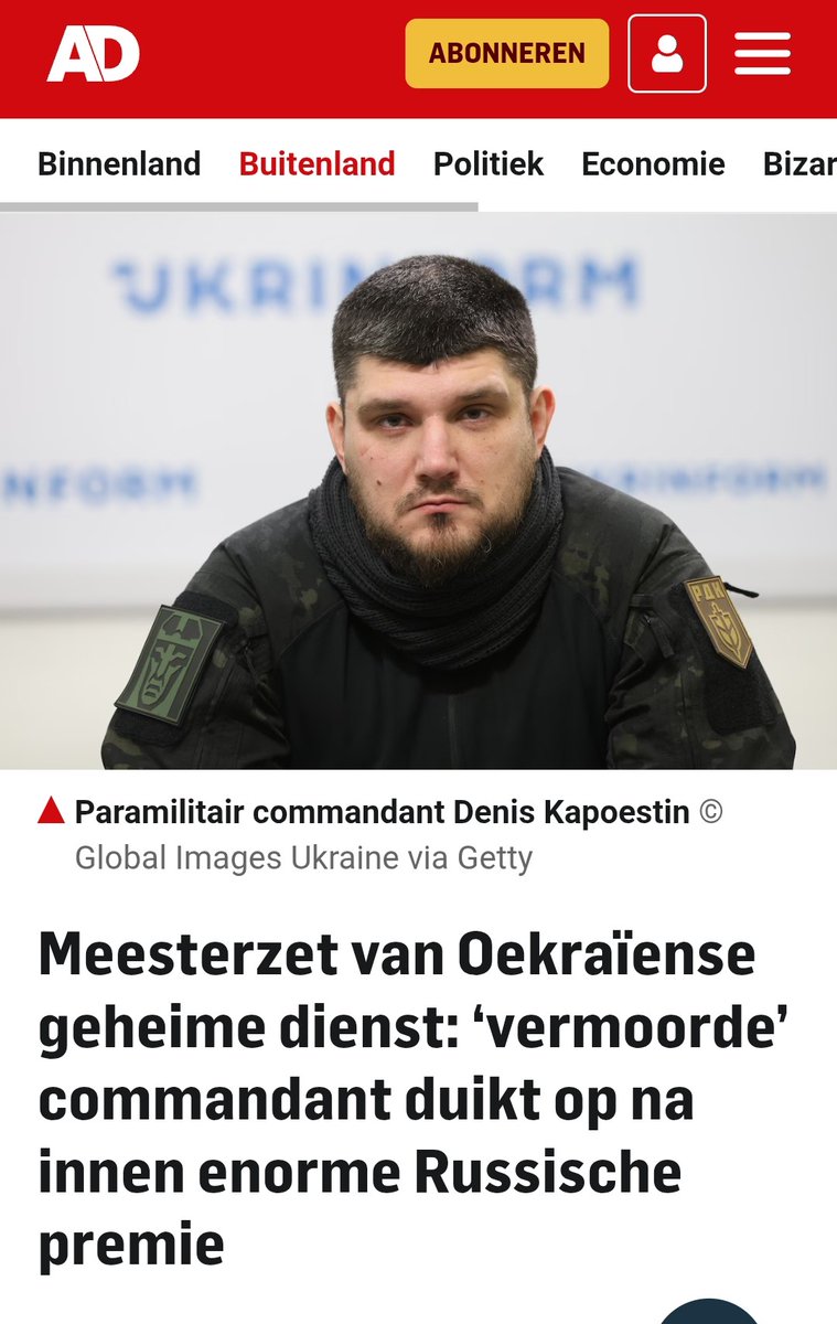 "Meesterzet Oekraiense geheime dienst' kopt het <a href="/ADnl/">AD.nl</a> 🤣🤣

Als je het stuk verder leest, dan leer je dat deze zet 
€. 500.000 heeft opgeleverd aan Russisch geld.

5 ton!!
"Die aangewend wordt voor de strijd."

Nou, zeg die EU lening van 90 miljard maar af zou ik zeggen.