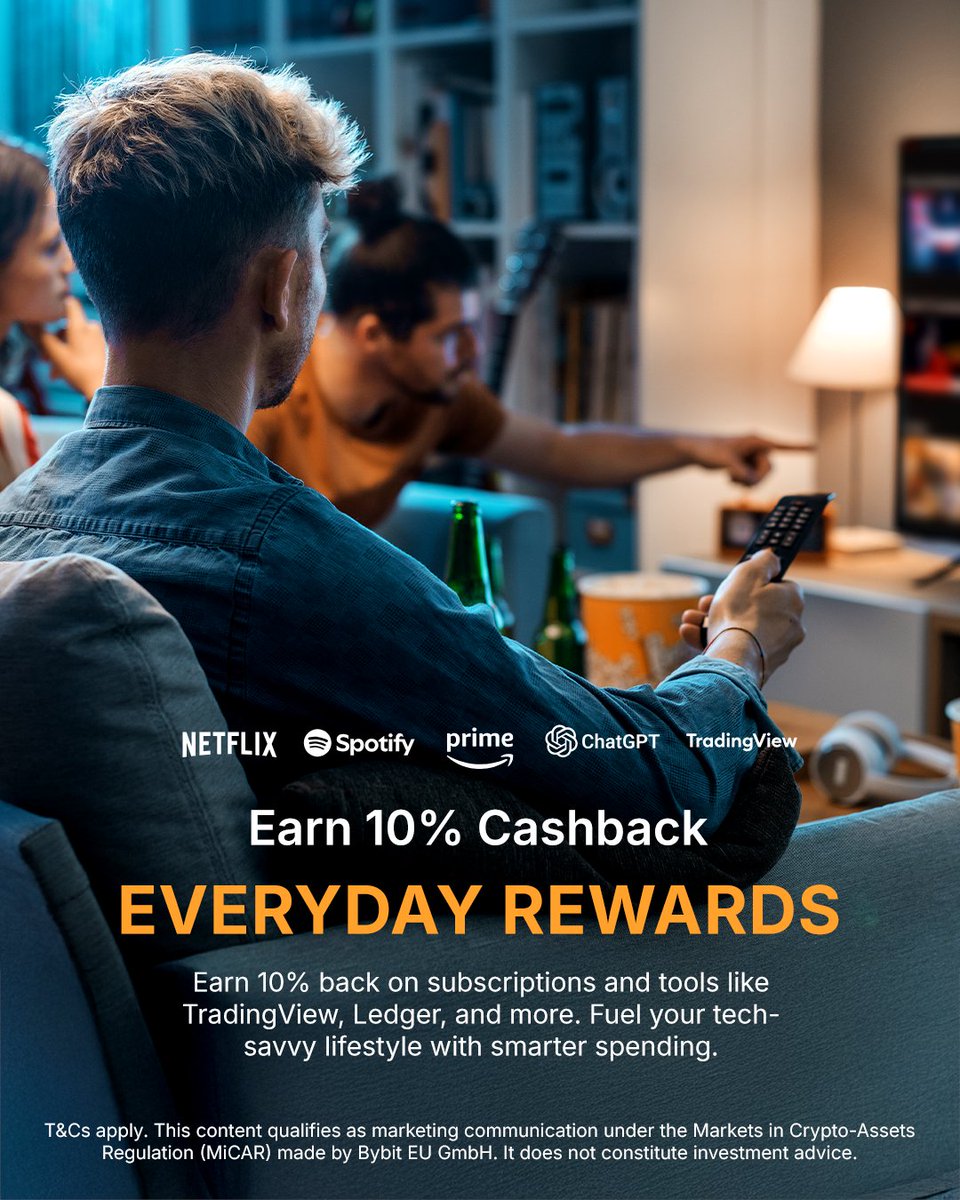 Stream, trade, repeat - and earn 10% cashback while doing it. 🔥 From  Netflix nights to trading days, earn rewards on the tools and subscriptions  you actually use. #BybitEU #BybitCard