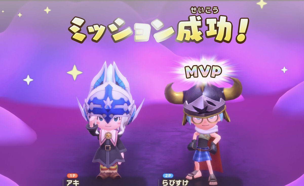 ff14_lapisuke's tweet photo. 今日はあきさんとファンタジーライフi のアプデで追加されたグースカ大陸で遊んできた！その場で調達したアイテムと装備でクリアを目指すからキャラの見た目がキメラ装備になって面白かった🤣
お宝錬金に夢中になり過ぎてミッション失敗もあったけどとても楽しかった〜🥳 https://t.co/bWQR5UKQZL