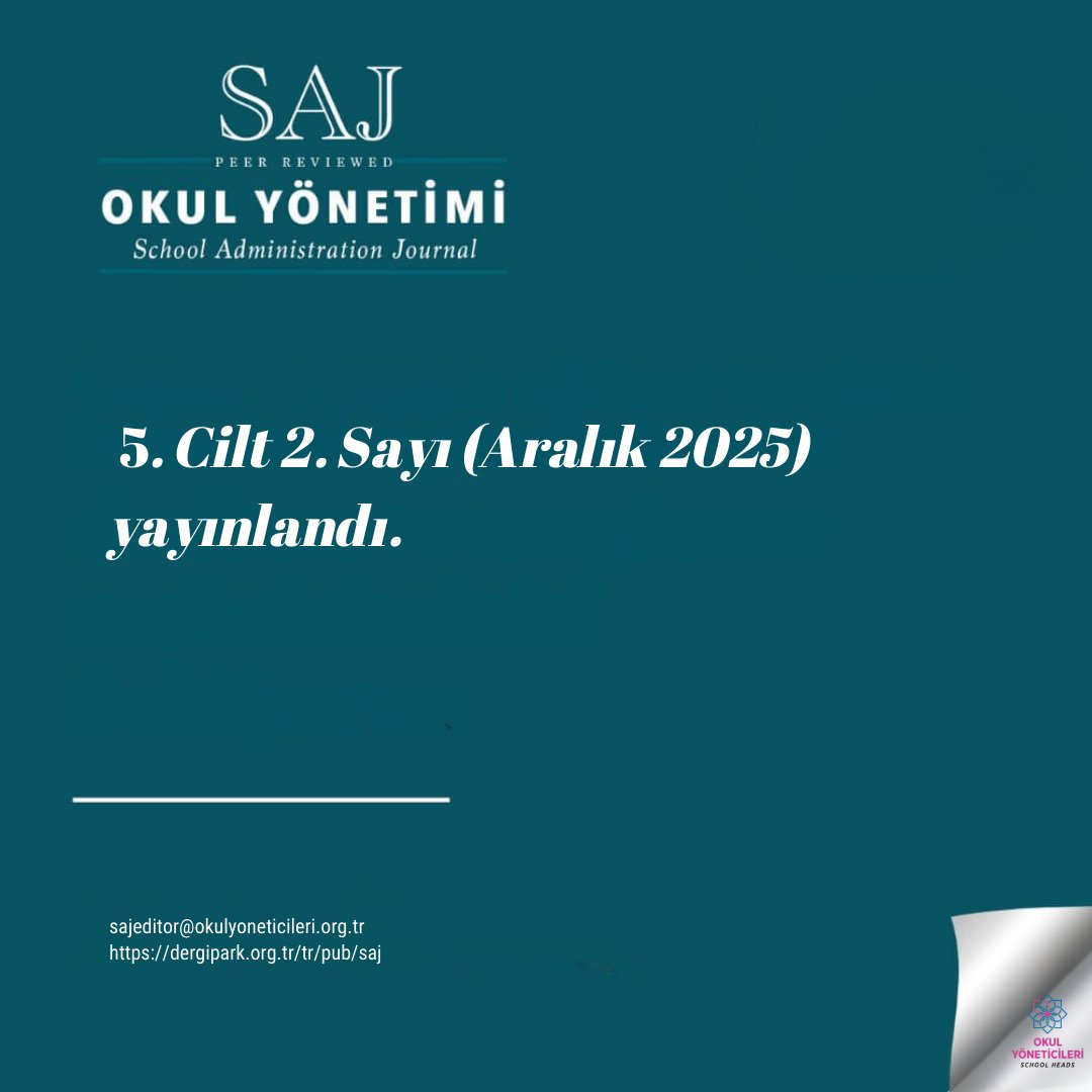 Okul Yönetimi – SAJ Aralık 2025 sayısı yayınlandı.

Emeği geçen tüm yayın ekibine, editörlere, hakemlere ve yazarlarımıza teşekkür ederiz.

#OkulYönetimi #SAJ #Aralık2025 #AkademikDergi #EğitimYönetimi

dergipark.org.tr/tr/pub/saj