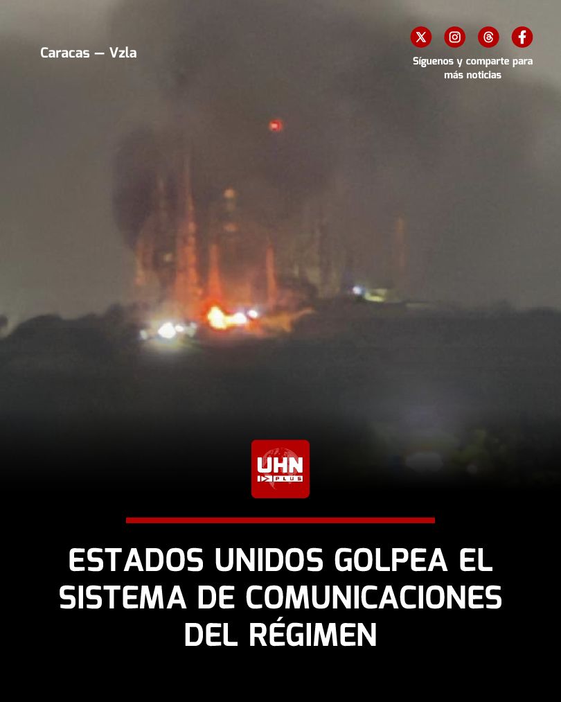 🇻🇪🇺🇸‼️ | Aeronaves de Estados Unidos impactaron y dañaron el complejo de comunicaciones El Volcán, ubicado en las afueras de Caracas, un punto clave de infraestructura del régimen.