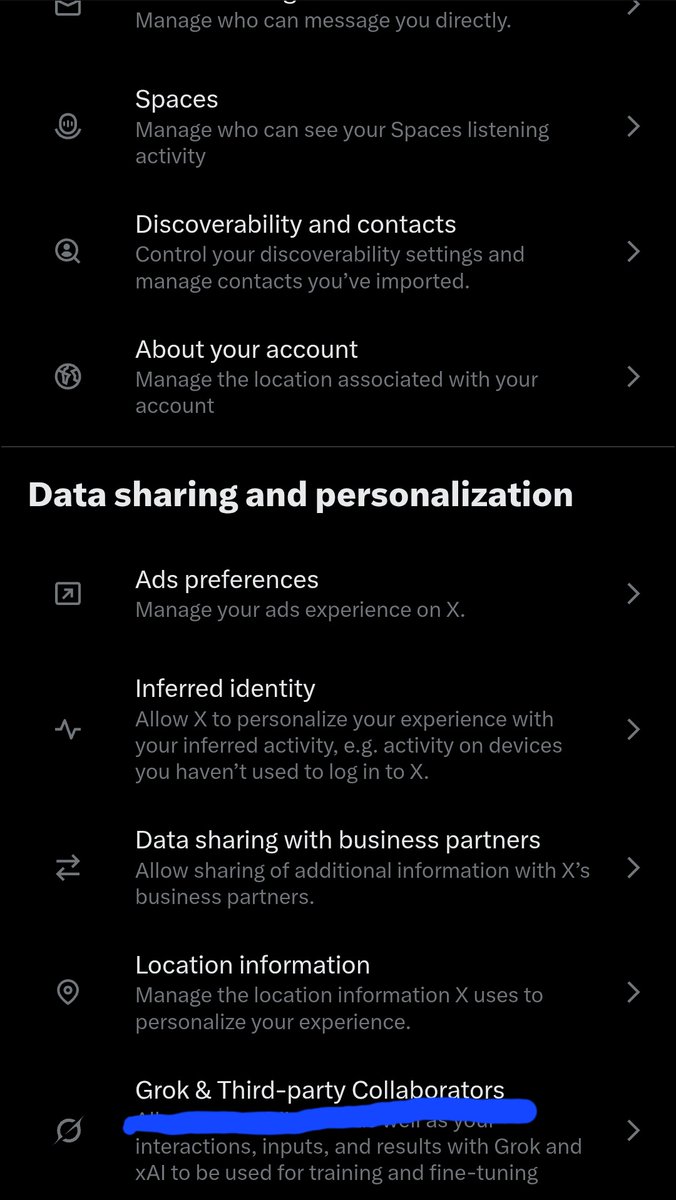 SriniR_2025's tweet photo. Do this immediately in your twitter settings:
1. Go to Settings and Privacy
2. Then go to Privacy and Safety
3. Then go to Grok and Third party collaborators
4. Unchecked all boxes https://t.co/lPYRFxMAo0