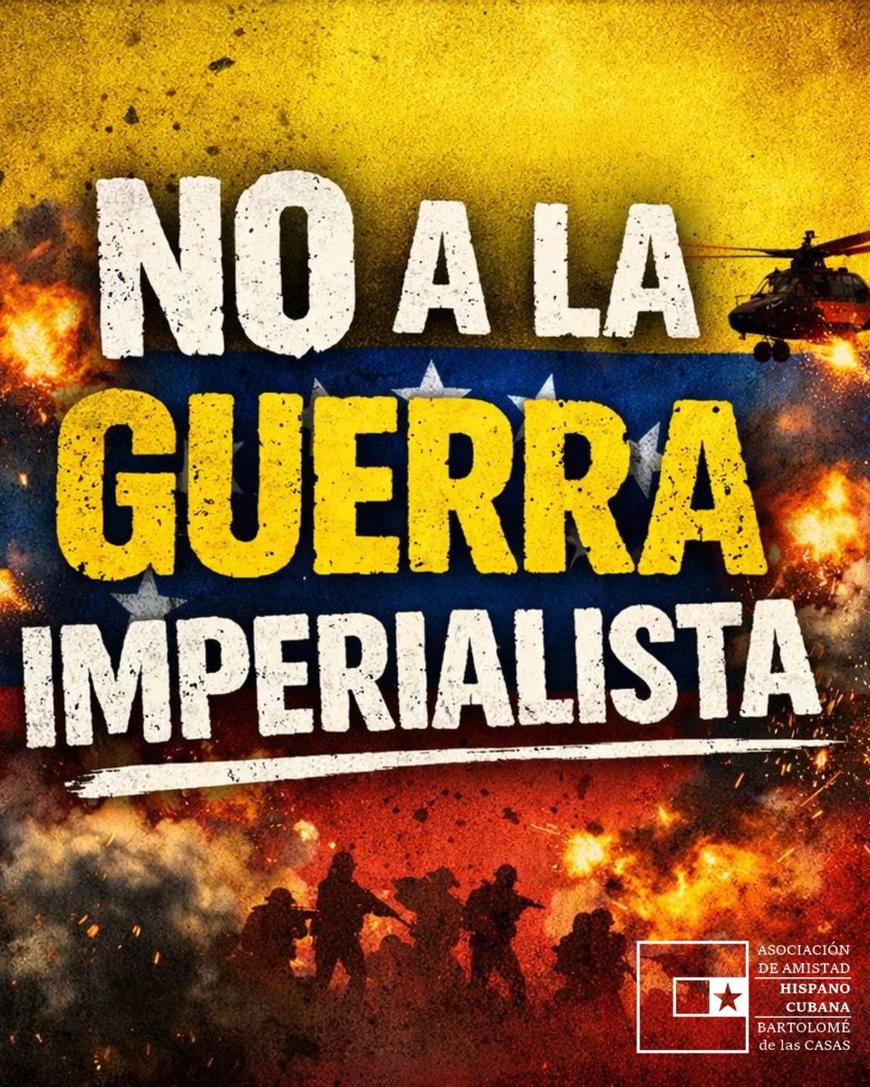 🇻🇪 NO A LA AGRESIÓN IMPERIALISTA. NO A LA GUERRA POR PETRÓLEO. COMUNICADO DE SOLIDARIDAD CON EL PUEBLO DE VENEZUELA:

Desde nuestra asociación expresamos nuestro más firme rechazo a la invasión militar imperialista de EEUU contra el pueblo de la República Bolivariana de