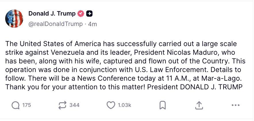 OrlvndoA's tweet image. #URGENTE | Nicolás Maduro y su esposa, Cilia Flores, fueron arrestados por Estados Unidos, informa Donald Trump.