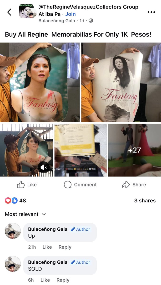 nakakaloka may nagbenta ng regine velasquez memorabilia for 1k all at kakakita ko lang at SOLD NA SYA KINANGINA YUNG FANTASY POSTER ANG GANDAAAA