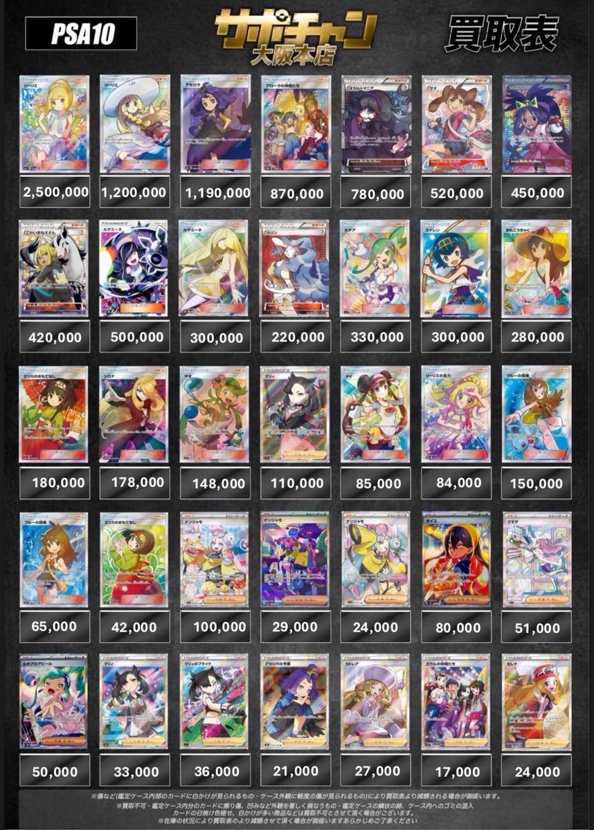 1/4（日） サポートチャンス 大阪本店 PSA10カード 強化買取