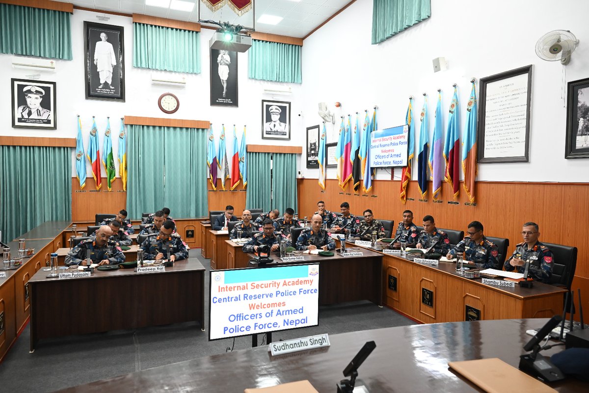 ISA_MountAbu's tweet photo. ISA conducted 3-day Foreign Study Tour of 19 Officer Trainees of 10th Armed Police Force (APF) Command and Staff Course from Nepal to India wef 24-26 Aug 25 were given exposure to the functioning of Academy and innovations adopted while carrying on old legacy. https://t.co/DaM8P6uRHO