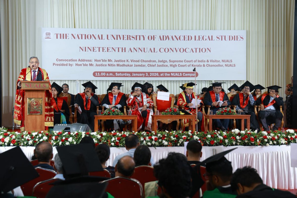NUALS_Kochi's tweet image. The Nineteenth Annual Convocation of NUALS Kochi was held on 3 January 2026. 
#NUALS #19thConvocation #Convocation2026 #LLM #LLB #PhD