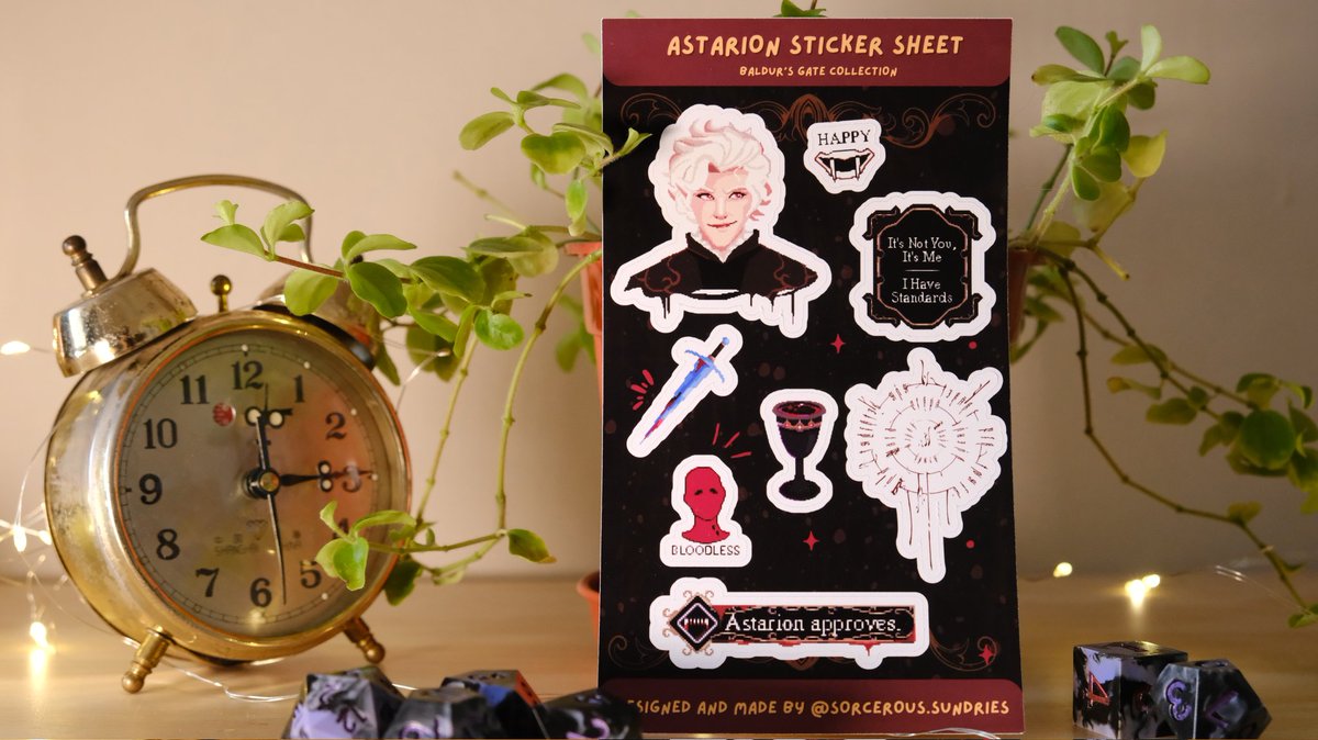 SSundries's tweet photo. Astarion Sticker Sheet 🦇 https://t.co/3Y4SLDc3tI