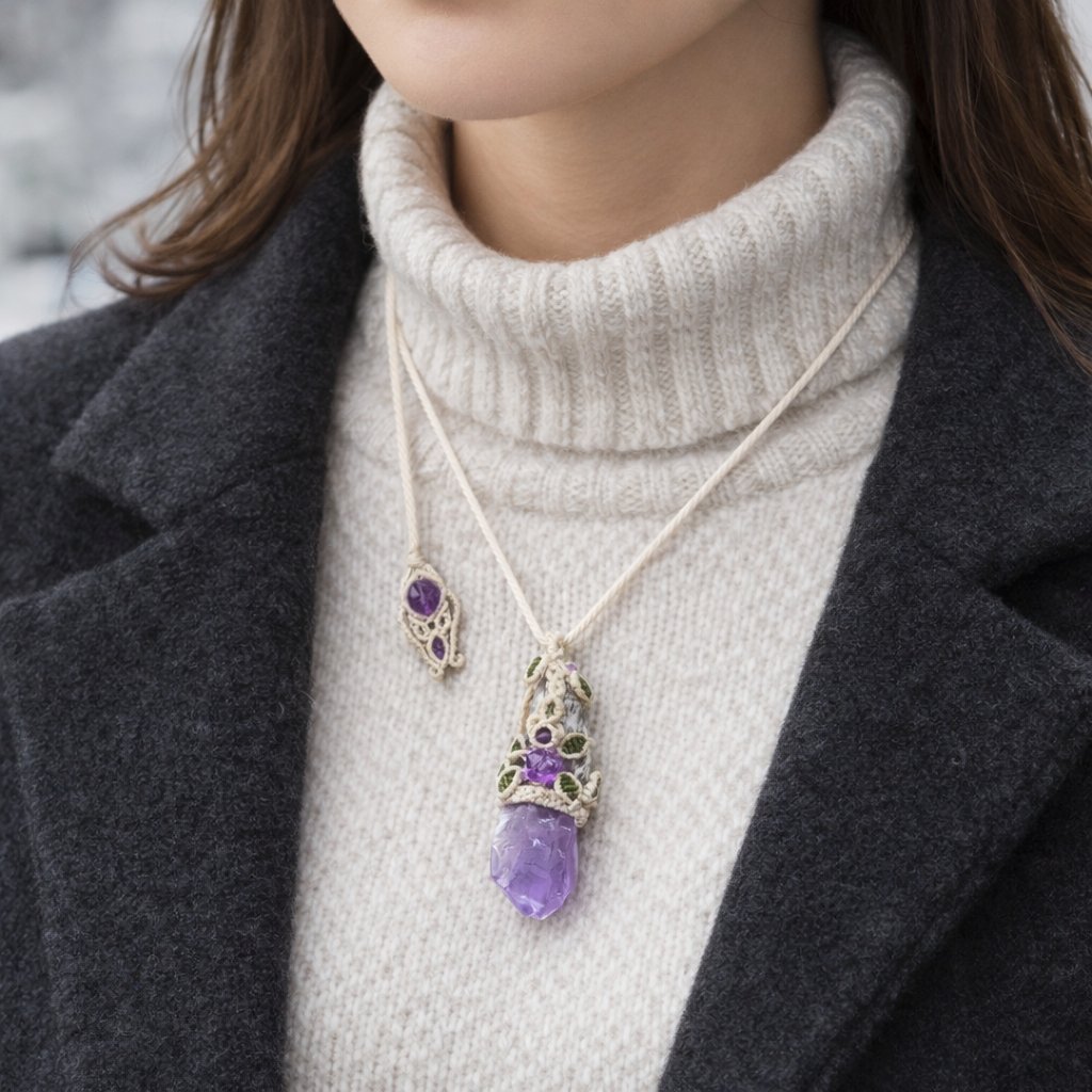 ダガーポイント型の『アメジスト』を主役に、中央には紫の薔薇を添え