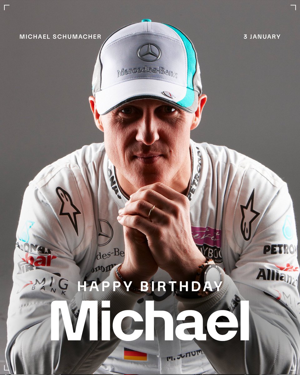 MercedesAMGF1's tweet image. Happy Birthday, Michael ❤️ A true @F1 icon and an important part of our story.

#KeepFightingMichael