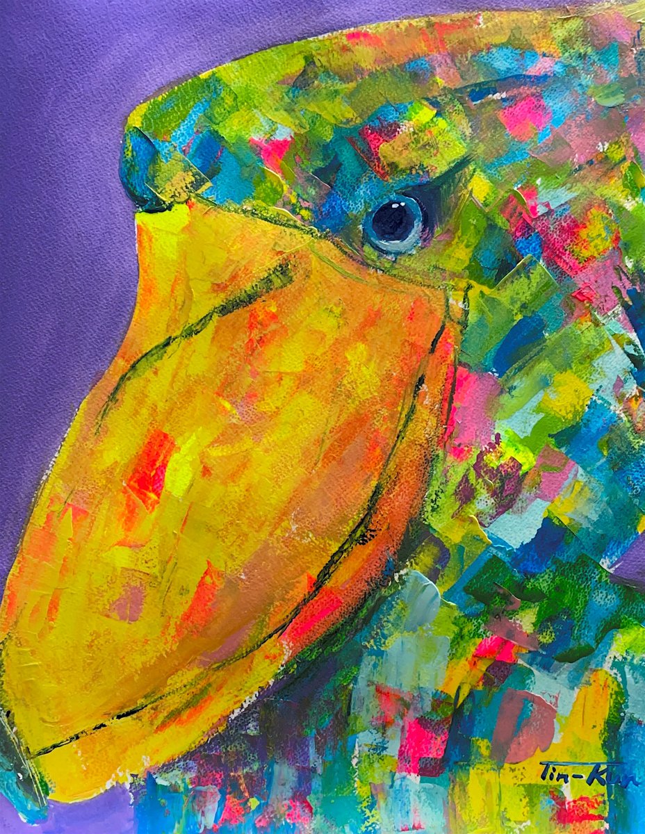 ハシビロコウ2026 サイズF6水彩紙 アクリル絵具 #アクリル画 #絵描き