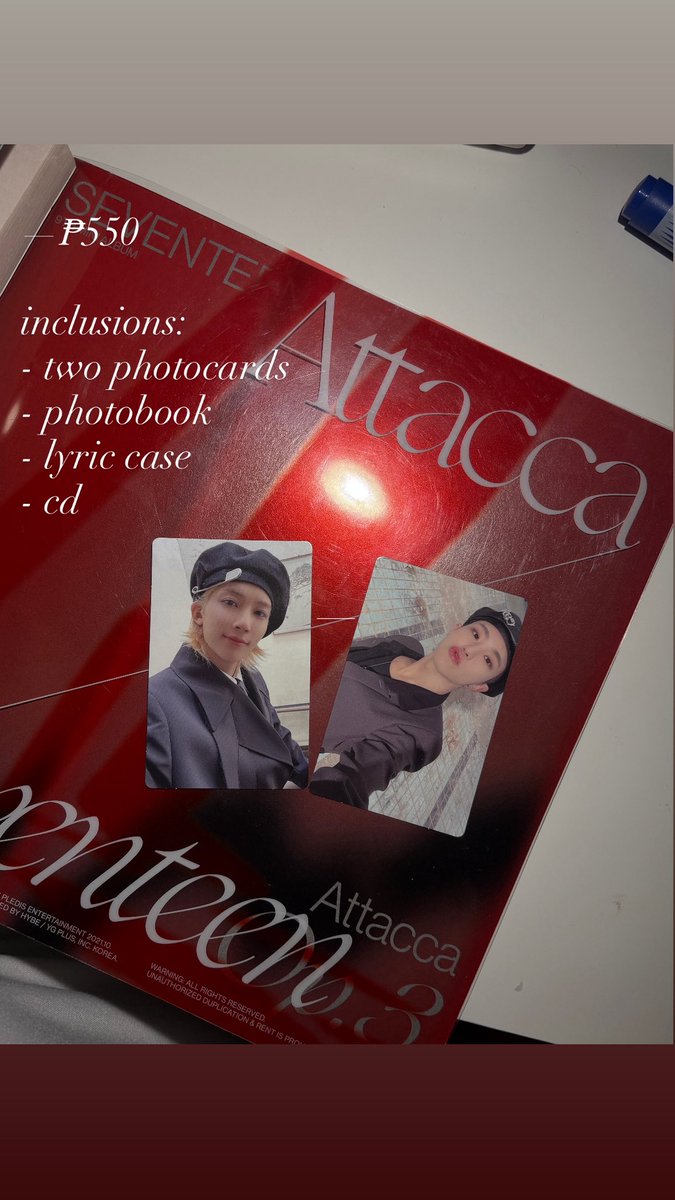 lfsyjw's tweet photo. 🛒  .ᐟ  wts lfb ph  ⌜ #iscesells ⌟

𖥻🎧 - attacca op. 3 seventeen album, inclu on pic

 𓄲 onhand / mint condi
 𓄲 gcash
 𓄲 PAYO / 3 days DOP
 𓄲 pampanga; lbc, jnt, flash
 𓄲 rcbyt https://t.co/jp33fnKqS4

⌗ wts lfb seventeen attacca op. 3 album jeonghan hoshi phootcards https://t.co/GhdPVmFrFC