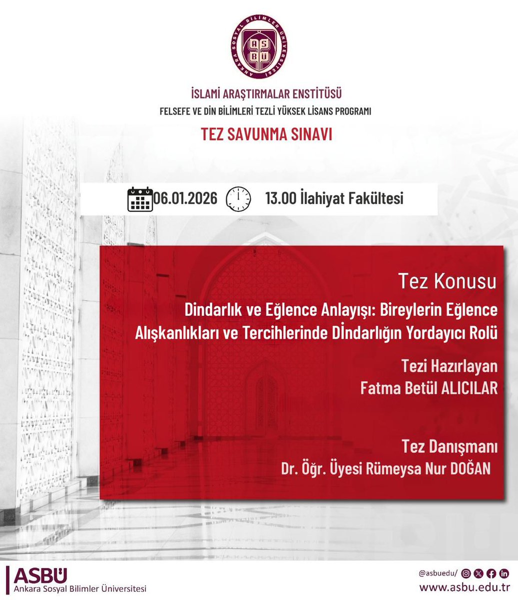 HBVIAE's tweet photo. Enstitümüz Felsefe ve Din Bilimleri Tezli Yüksek Lisans Programı kapsamında tez savunması olacaktır. 
İlgilileri bekleriz. https://t.co/2VJ4OK7PiB