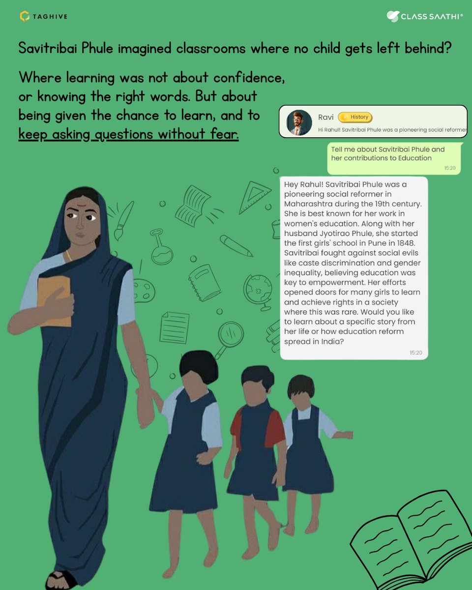 More than a century later, the question remains: How do we build classrooms where students ask without fear and get help when they need it?

Saathi Tutor listens and responds, reducing hesitation.

On #SavitriBaiPhuleJayanti, we honour education that adapts to learners.