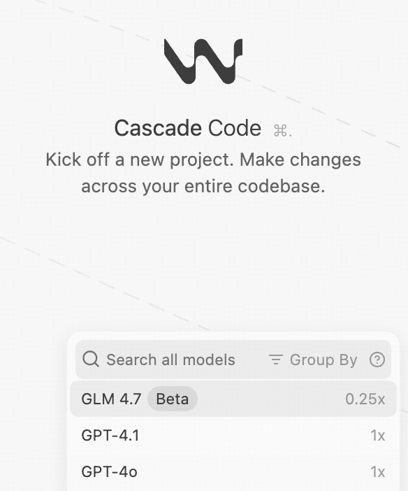 windsurf model picker