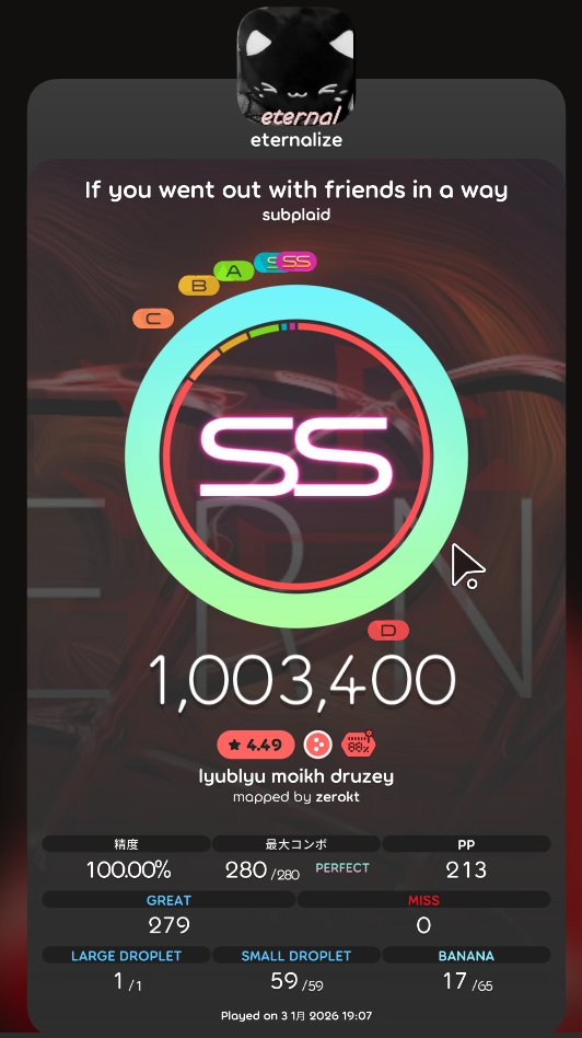 初200pp!!!!!
とoverdose初SS