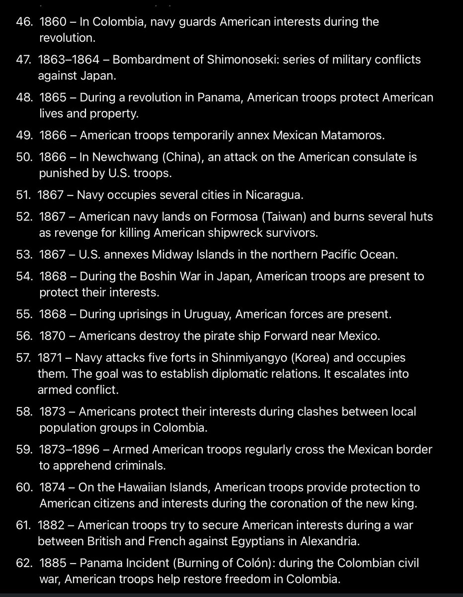 EXCLUSIVE 

The Regime Change List 

The kidnapping of Venezuelan president Maduro and his wife fit a very long list of US foreign interference, wars, and regime changes

For one of my books I completed this list 1798 - 2025 

(updated by Grok today)