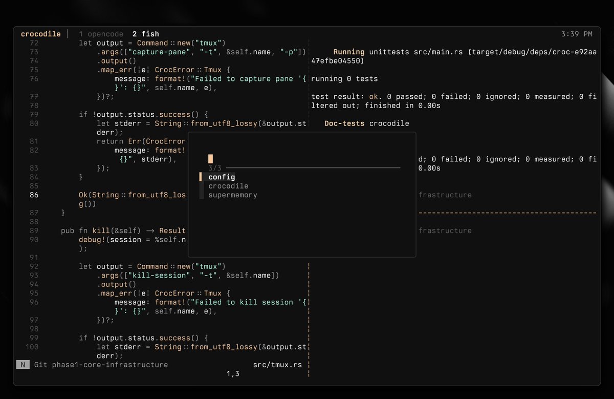i finally have the tmux setup of my dreams
- vesper theme matching my terminal
- fuzzy project sessionizer
- option+hjkl to move between panes
- sessions persist across reboots
- minimal status bar, no clutter

thanks claude, back to building