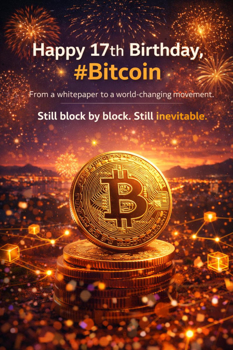 Alles Gute zum 17. Geburtstag, #Bitcoin.

Ein Experiment in Vertrauen ohne Mittelsmänner.
Ein Gegengewicht zu beliebig vermehrbarem Geld.
Block für Block schreibt es Geschichte. Still. Beständig. Unvermeidlich.

📅 Was genau war heute vor 17 Jahren?

👉 Am 3. Januar 2009
wurde