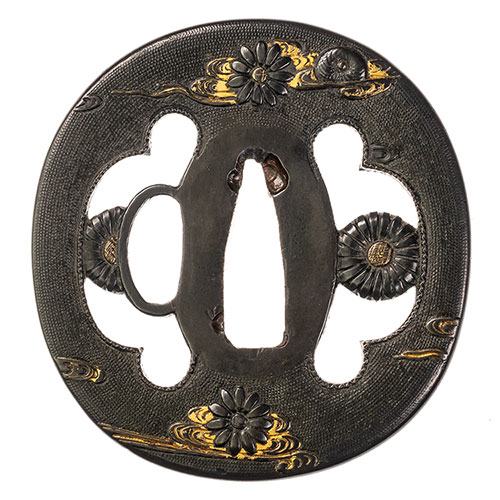 鐔　鍔　菊水図　時代物 鐔　鍔　菊水図　時代物