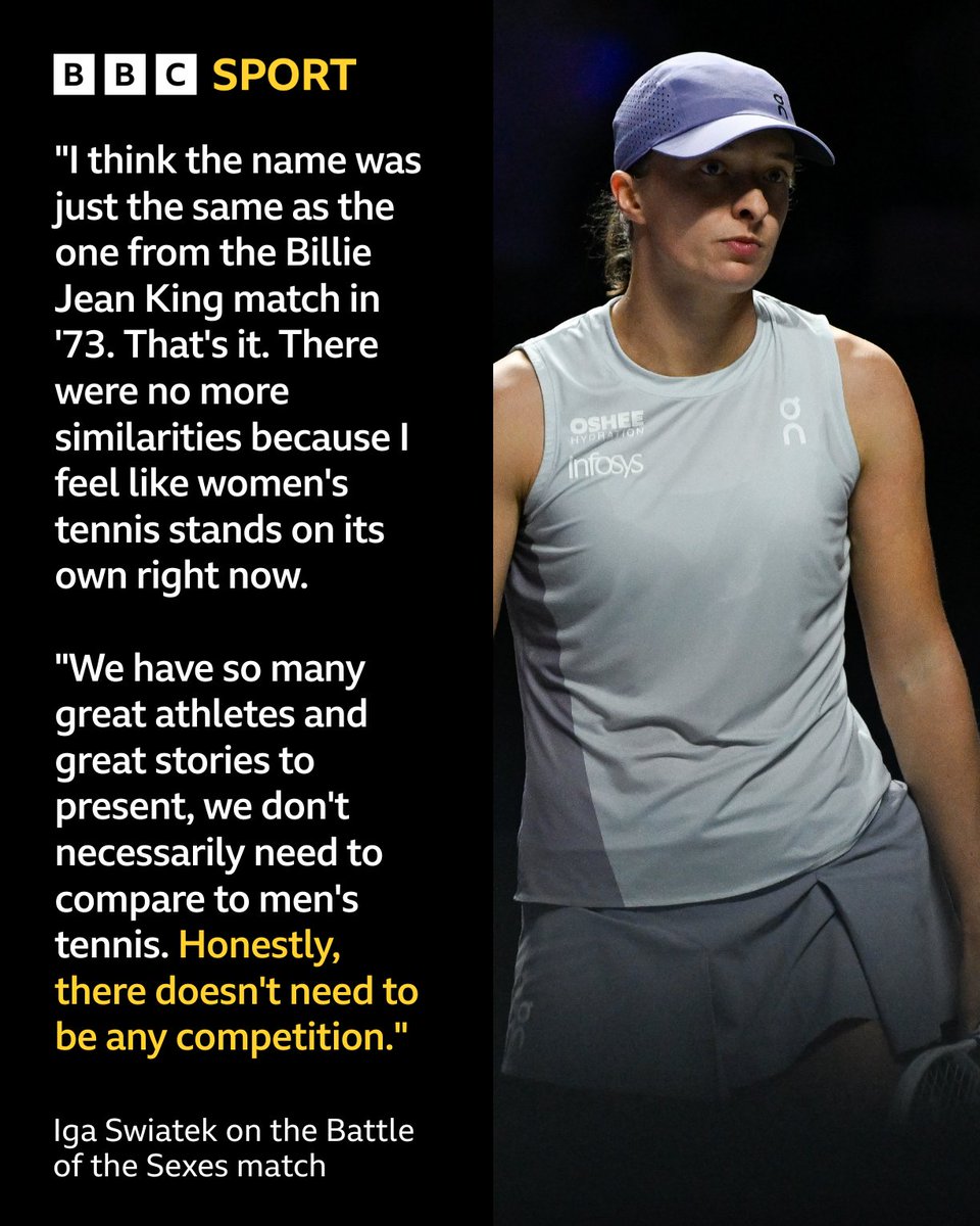 Wimbledon champion Iga Swiatek says tennis did not need the 'Battle of the Sexes' match between Nick Kyrgios and Aryna Sabalenka as the women's game "stands on its own" 🙅‍♀️
