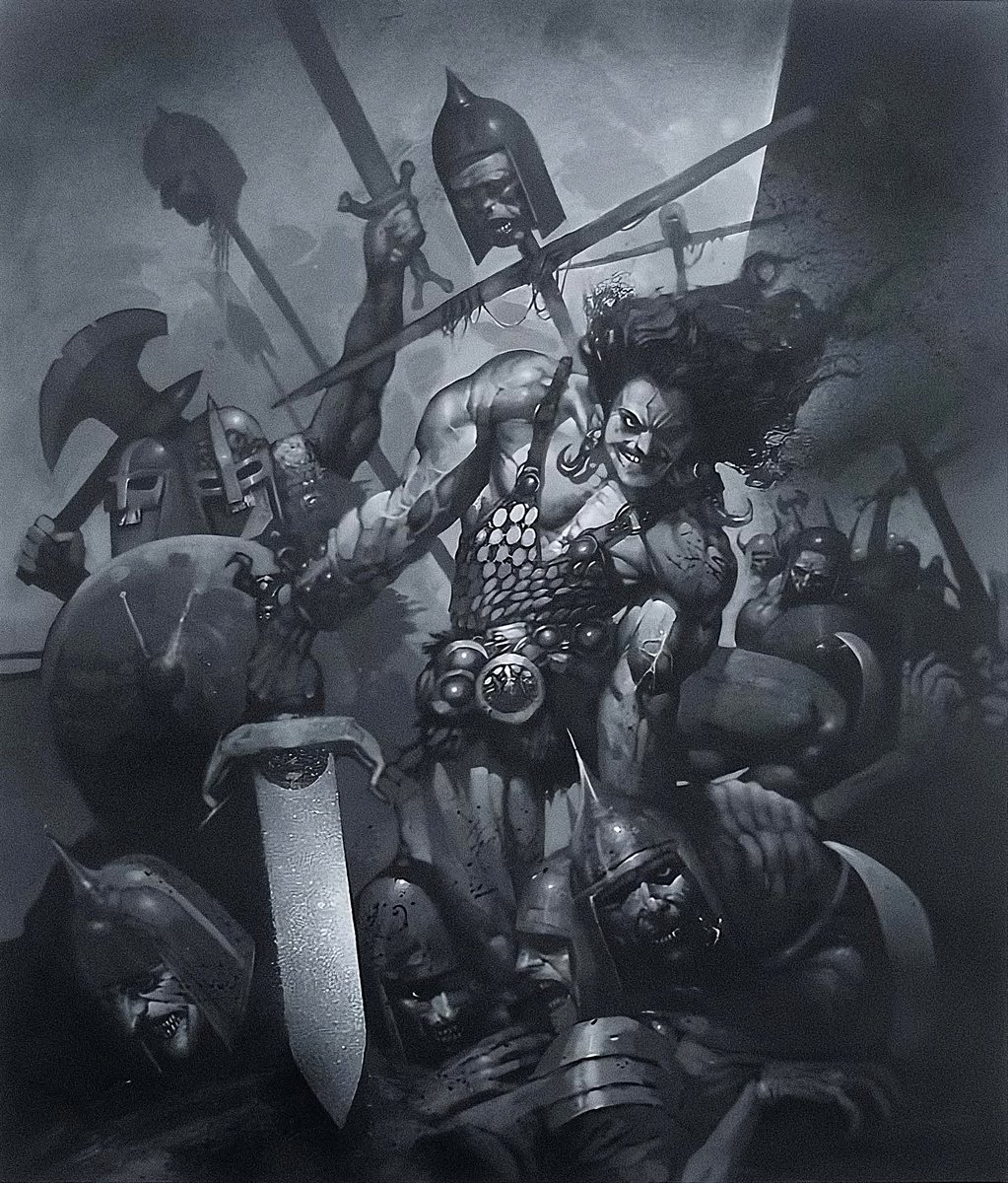 Simon Bisley — Kyrn the Barbarian (1989)
Kyrn the barbarian gains immortality so he can continue his war of revenge against the cities of the East. He fights Augur in his final battle. #simonbisley
 #barbarianart #swordandsorcery #fantasyart #grimdark #conanvibes #1980scomics