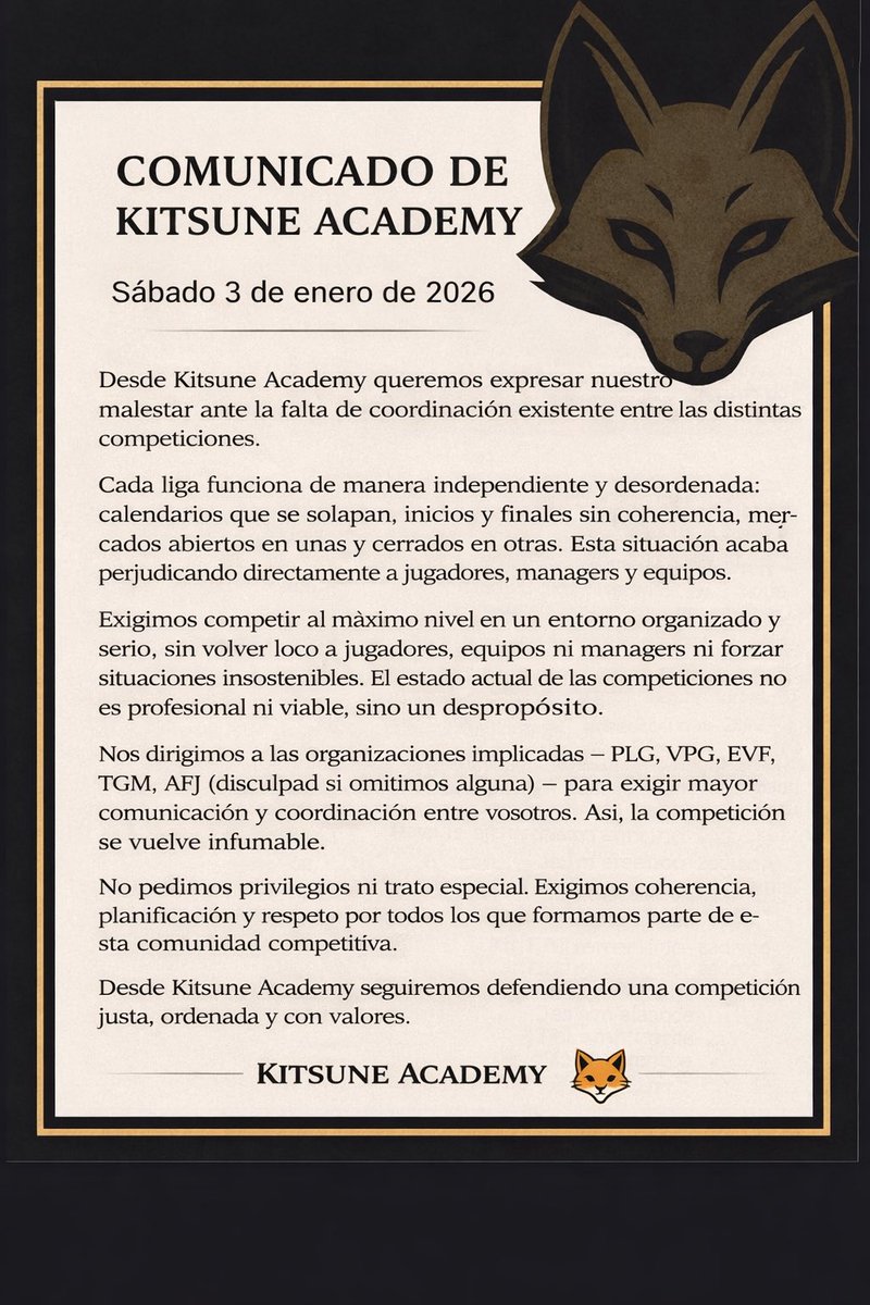 KitsuneAcadem's tweet image. @EVFOfficial_ @PLG_Spain @VPG_Spain @LigaTGM @AFJLeague @_chocolate3000
@AyudanteSports 
@Ayudas_clubes 
@VPGMarketOffic