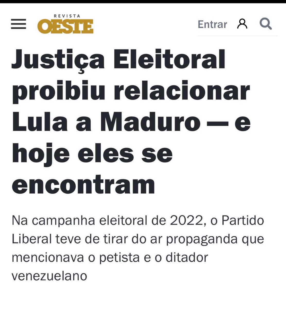 Era “fake News”, dizia o TSE sitiado por Alexandre de Moraes.

A censura que sofremos nas eleições de 2022 beneficiaram Lula, a disputa foi desequilibrada por quem deveria garantir a “paridade de armas”.

Venezuela dá o primeiro passo para se livrar da ditadura narcoterrorista.