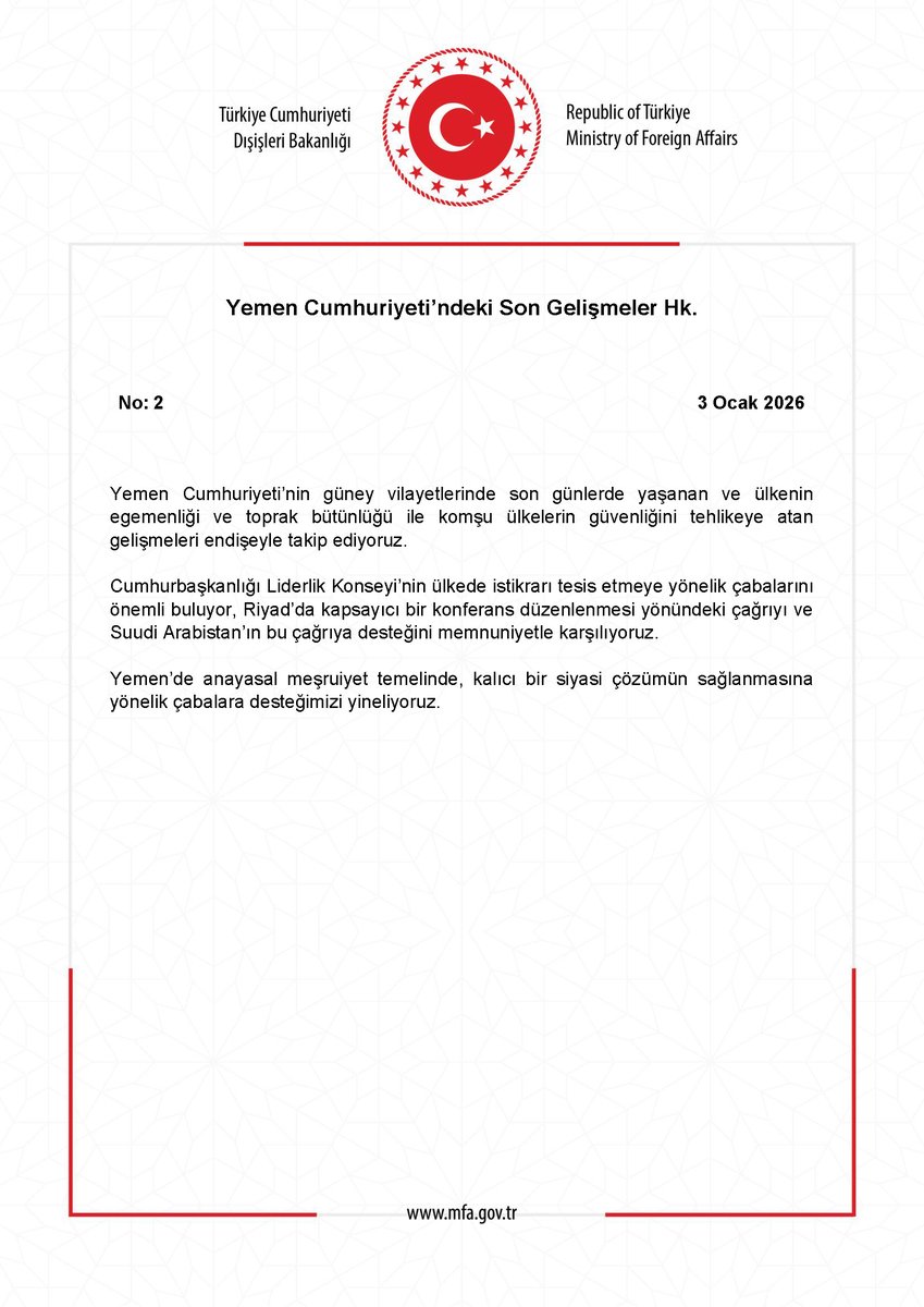 Yemen Cumhuriyeti’ndeki Son Gelişmeler Hk. mfa.gov.tr/no_-2_-yemen-c…