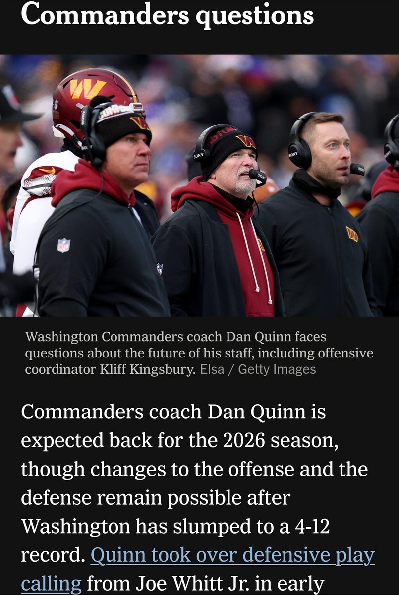 Gcarmi21's tweet image. Below you will find Diana Russini's intel on the #Commanders and Kliff Kingsbury's future in DC.

My thoughts:

1. Respectfully, I don't find Russini particularly accurate in her reporting. So I'm not sure how much credence I give to the report. 

2. Letting Kingsbury go would…