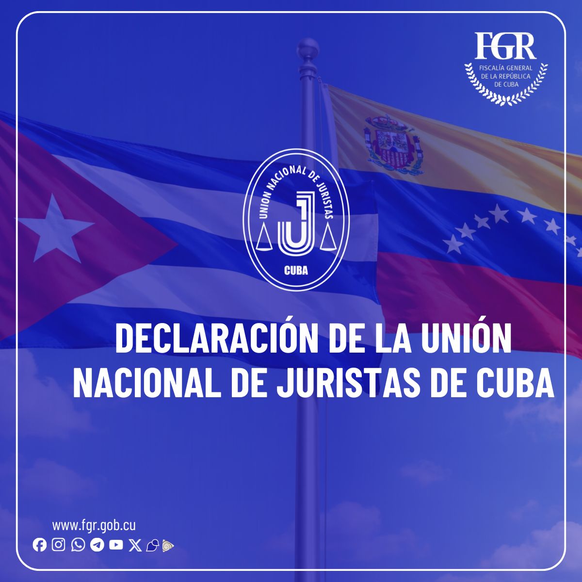 🇨🇺 🇻🇪 | DECLARACIÓN DE LA UNIÓN NACIONAL DE JURISTAS DE CUBA.

✍️ | Texto íntegro en nuestra web ⬇️ 
fgr.gob.cu/noticias/decla…

#ZonaDePaz
