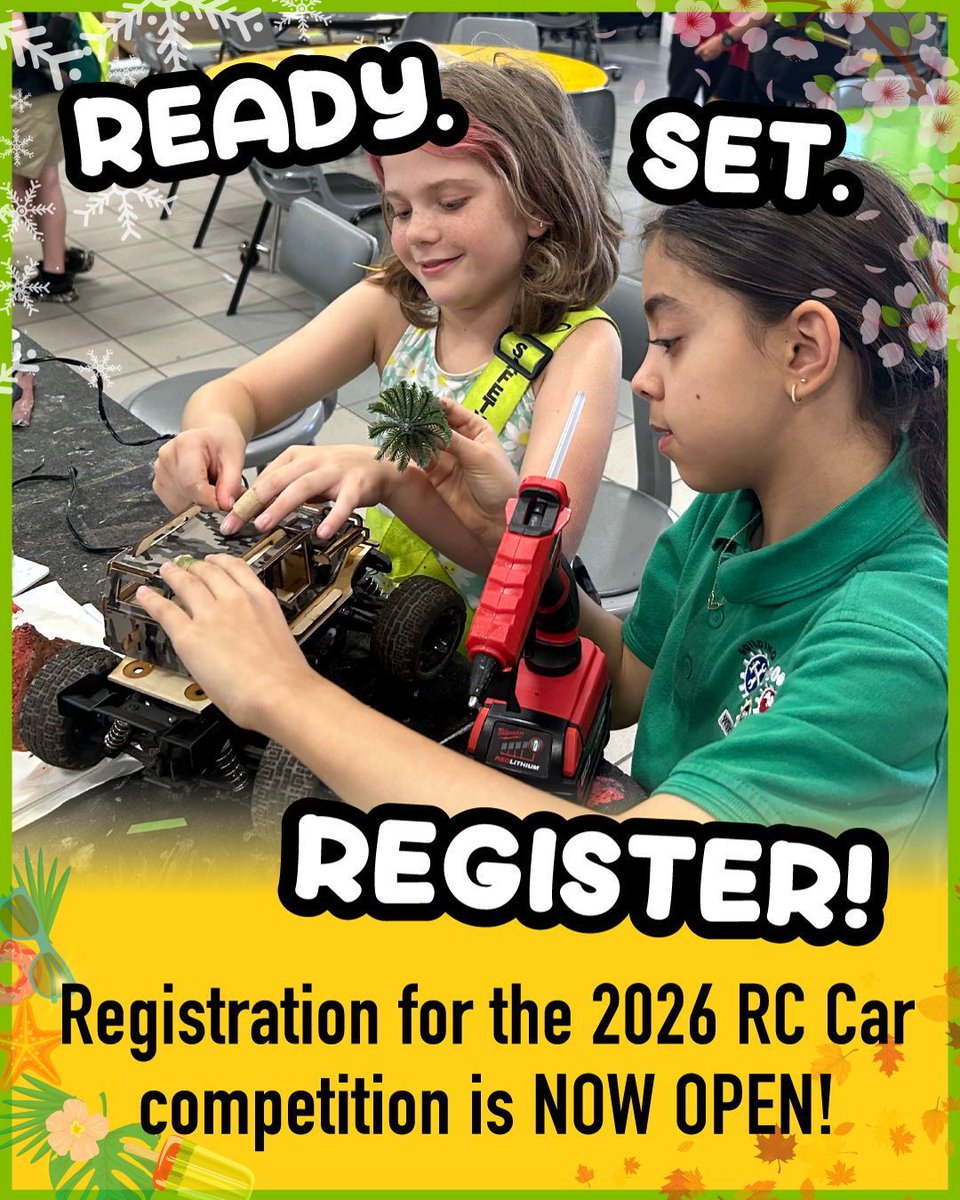 RC Car registration is OPEN! 🏁 Join one of the most exciting engineering &amp; design competitions. This year’s theme is Four Seasons, challenging racers to design, test &amp; adapt to changing conditions. ⏰ Learn more &amp; register now: suncoastscience.org/rc-car.