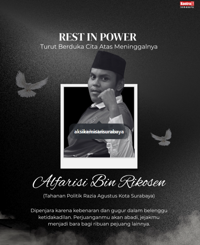 Jangan pernah lupakan: Alfarisi Bin Rikosen, tahanan politik yg meninggal dalam penjara. Ini bukan kecelakaan tapi kesengajaan rezim Prabowo–Gibran. (Sumber: <a href="/KontraS/">KontraS</a>)  #ResetIndonesia #rakyatjagarakyat #rawatsuarawarga