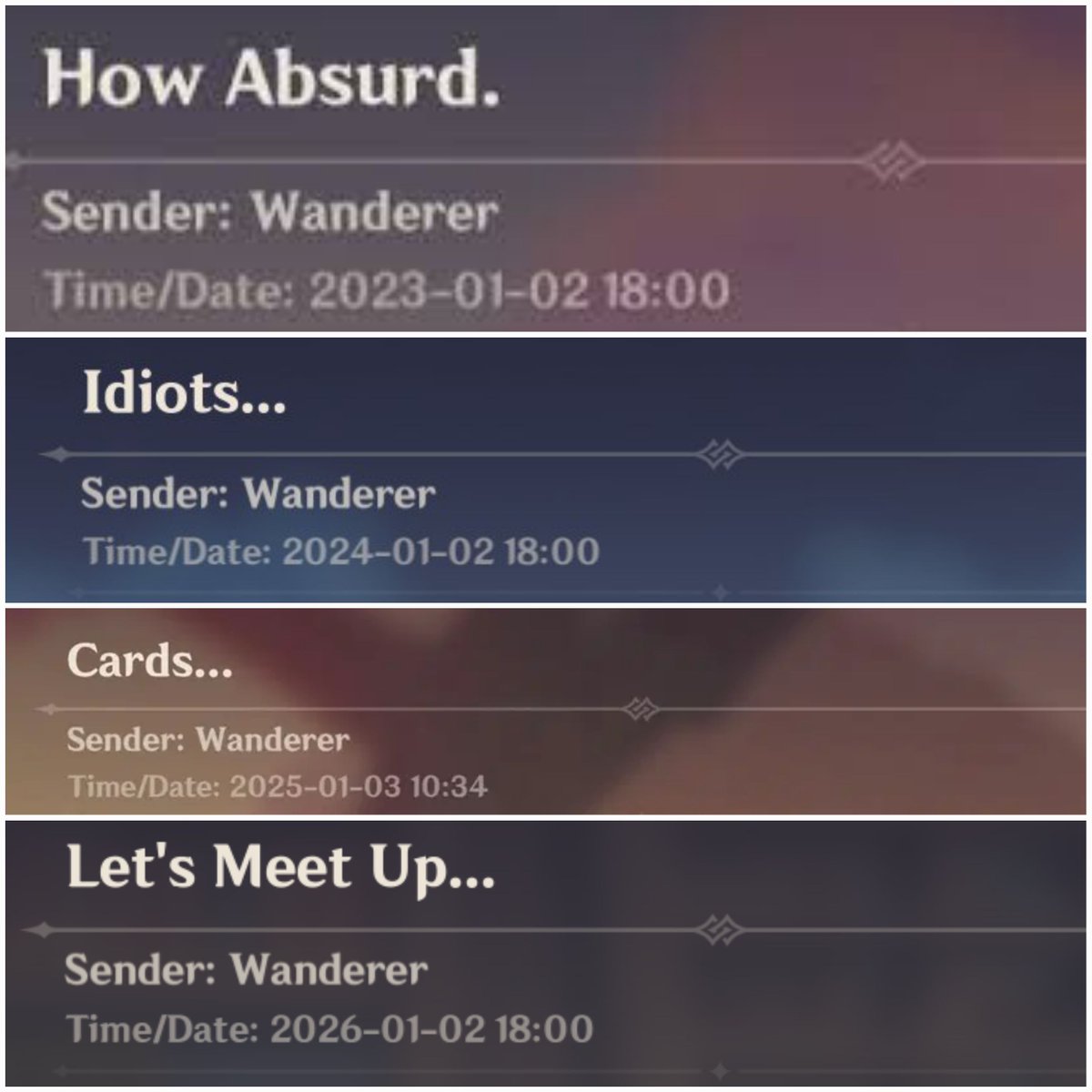 havivenz's tweet photo. The 2026 wanderer bday letter title difference compared to the old bday letters is really endearing, I love how direct he is firsthand about "seeking for company"
(Also he really love using these tree dots at the end lol 😭) https://t.co/Cx0D08N3Xi