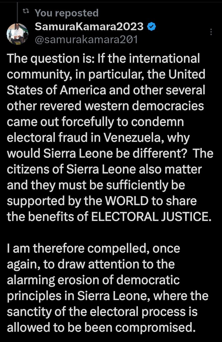 Why would Sierra Leone be different?
<a href="/JDVance/">JD Vance</a> <a href="/POTUS/">President Donald J. Trump</a> <a href="/kajakallas/">Kaja Kallas</a> <a href="/vonderleyen/">Ursula von der Leyen</a> @UK and <a href="/EuropeanUnion36/">European Union</a>