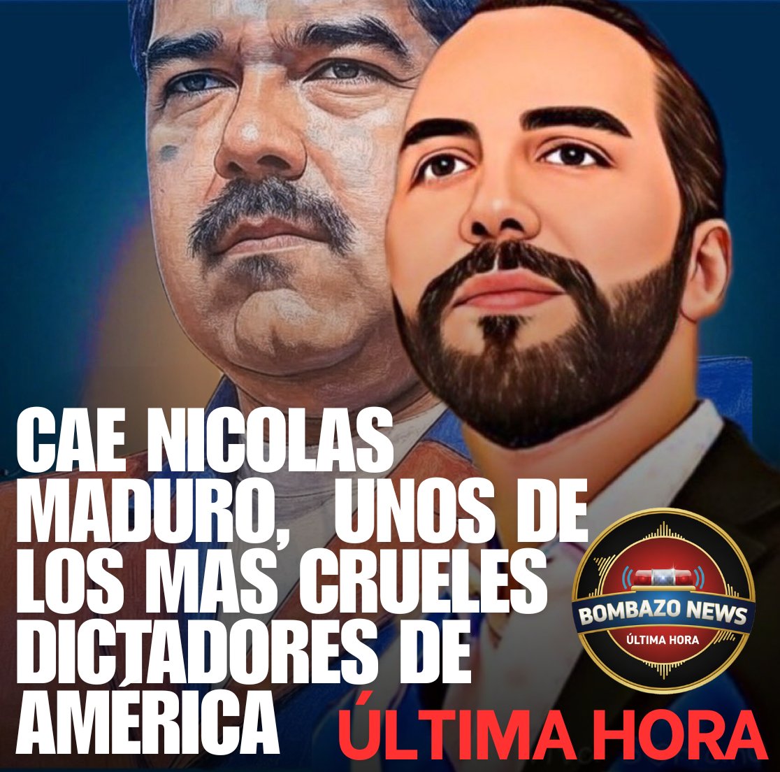 oskland10's tweet photo. 🇻🇪🚨🇸🇻🚨🇺🇲 | CAYÓ EL DICTADOR NICOLAS MADURO: Hey dictador Nayib #Bukele, no es por asustarte pero este año hay elecciones en EEUU y vos podrías ser el próximo. 

Cae Nicolas Maduro, uno de los mas crueles dictadores de América Latina, parecido a #BUKELE 

¿A donde están los que juraban que iban a defender al dictador venezolano hasta la muerte?

Lo mismo sucederá cuando caiga el bukelato lunático radical, nadie va a meter sus manos para defenderlo.