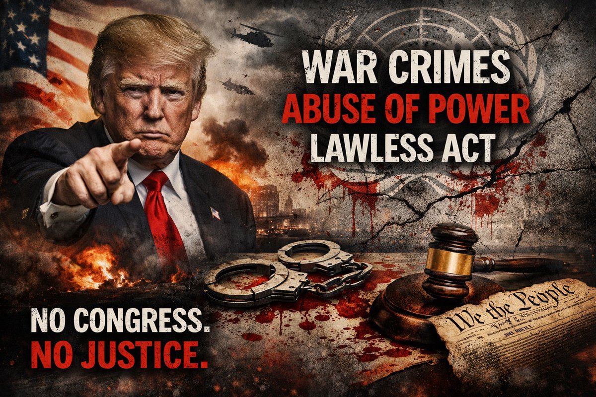 TRUMP JUST ATTACKED VENEZUELA, MURDERED INNOCENT CIVILIANS, AND ABDUCTED A WORLD LEADER &amp; HIS WIFE FROM THEIR FUCKING BEDROOM.

AND HE DID IT ALL WITHOUT CONGRESSIONAL APPROVAL. THIS IS 100% IMPEACHABLE!!!

The Florida Felon, who bombs and murders "alleged" drug dealers without a