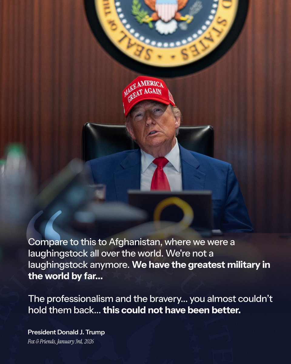 WhiteHouse's tweet image. "WE HAVE THE GREATEST MILITARY IN THE WORLD BY FAR..." - President Donald J. Trump 🇺🇸