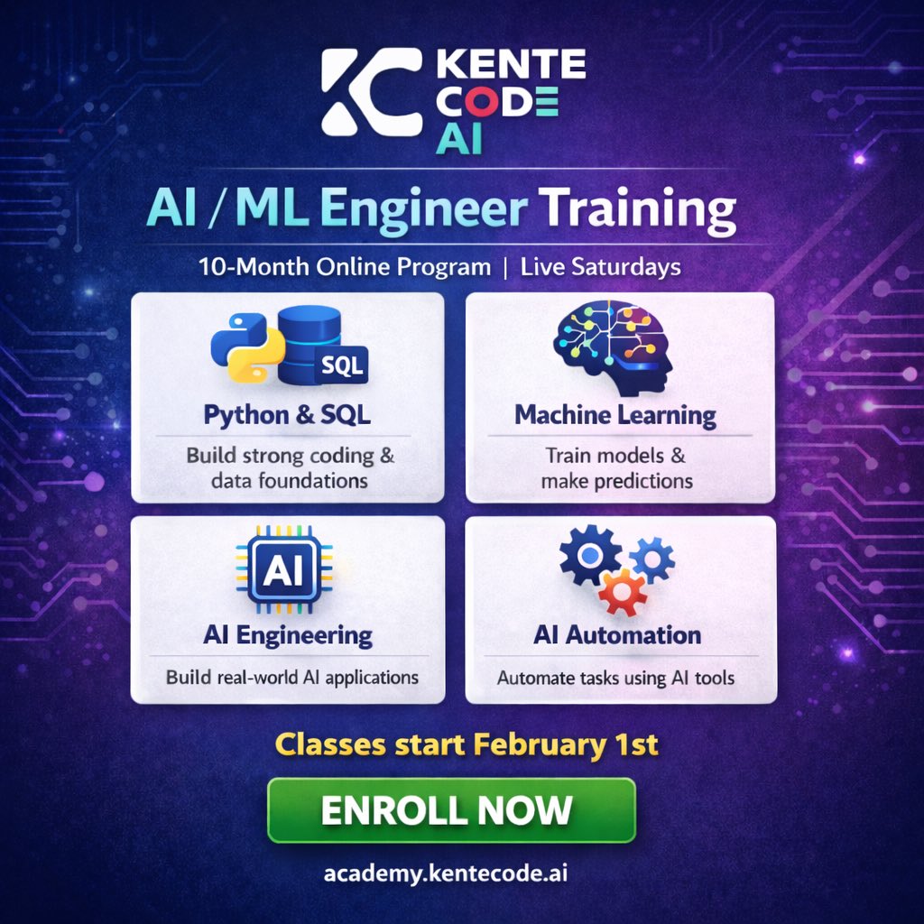KenteCodeAI's tweet image. Join the AI revolution @ academy.kentecode.ai