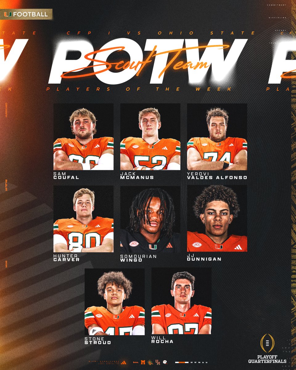 CanesFootball's tweet photo. Our Scout Team Players of the Week! 🙌

#GoCanes | @CFBPlayoff https://t.co/Zly7FRGfEA
