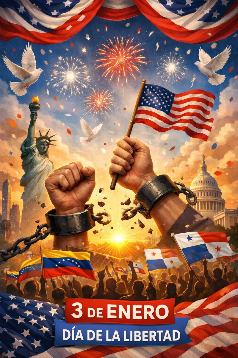 📅 3 de enero: Día de la Libertad frente a las dictaduras

🇵🇦 3 de enero de 1990
Dictador Noriega capturado, acusado de narcotráfico.

🇻🇪 3 de enero de 2026
Dictador Maduro capturado, acusado de narcotráfico.

La historia se repite.
La libertad siempre encuentra su día. ✊🕊️