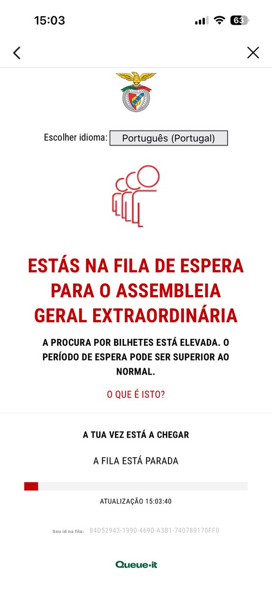 Após estar nesta fila entro e o botão de votar desapareceu 
Mais um trabalho incrível <a href="/SLBenfica/">SL Benfica</a>