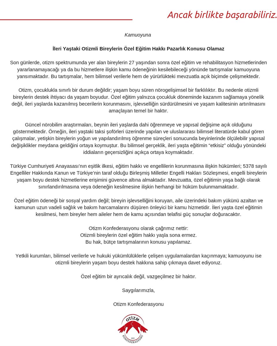 GungorErgin's tweet photo. İleri Yaştaki Otizmli Bireylerin Özel Eğitim Hakkı Pazarlık Konusu Olamaz https://t.co/BgLRlUsgBZ