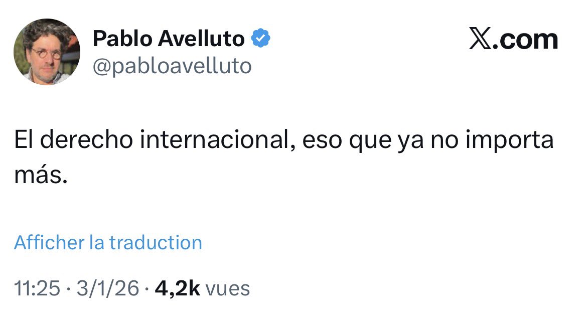 Gente que sostiene que el derecho internacional es derecho:

- los profesores de DI
- los estudiantes que no saben ni de historia ni de política
- los que cobran por vivir esa ficción
- los boludos
- los hijos de puta
- y este pelotudo: