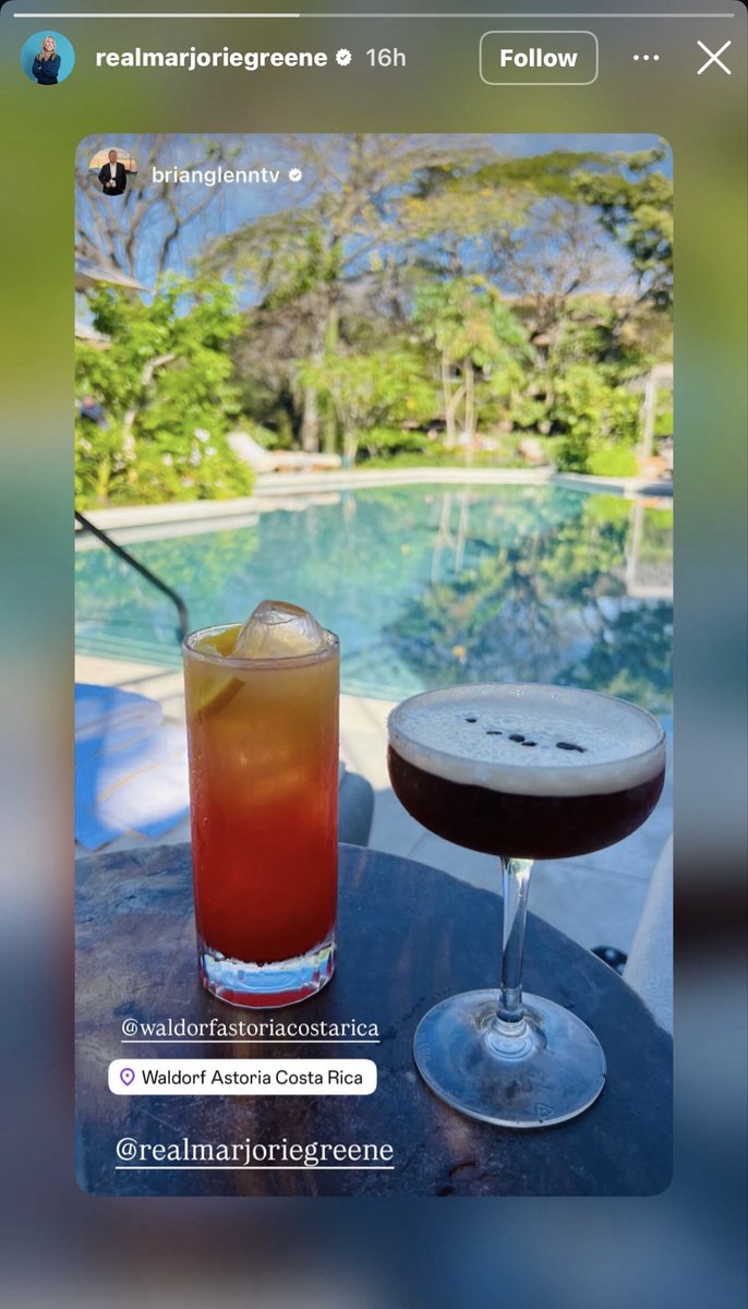 LauraLoomer's tweet image. Marjorie Traitor Greene @RepMTG is spending her last 3 days as a member of Congress getting drunk in Costa Rica with her Fiancé @brianglenntv because she’s so “America First”.

As MTG gets wasted in Latin America, President Trump is wasting away communists in South America.