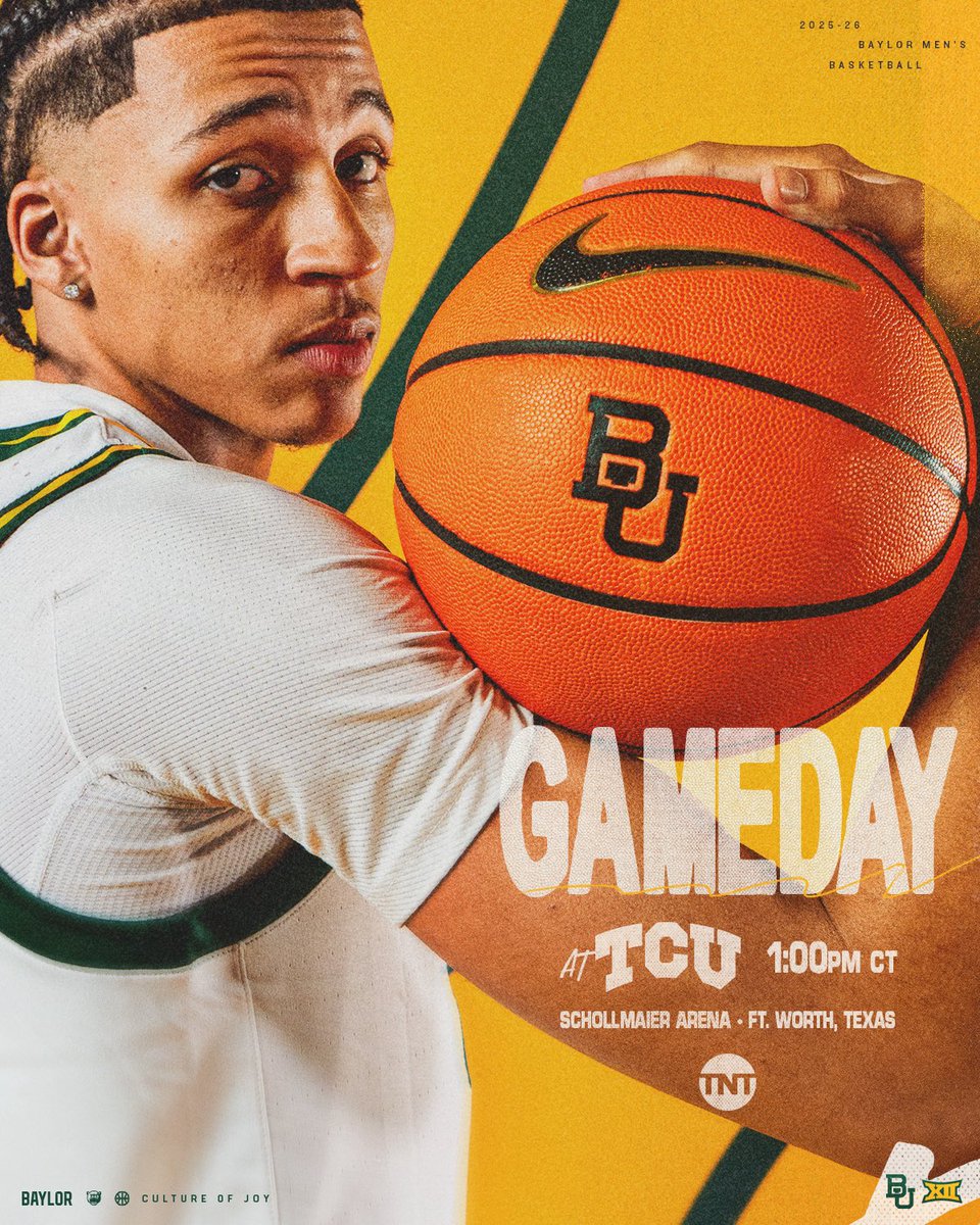 GAMEDAY

🆚 TCU
⏰ 1:00
📍 Fort Worth, TX
📺 TNT
🔗 linktr.ee/baylormbb

#SicEm | #CultureofJOY